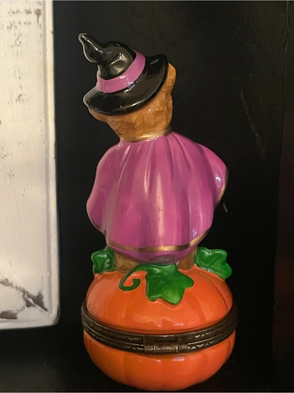 Halloween witch bear pumpkin trinket box